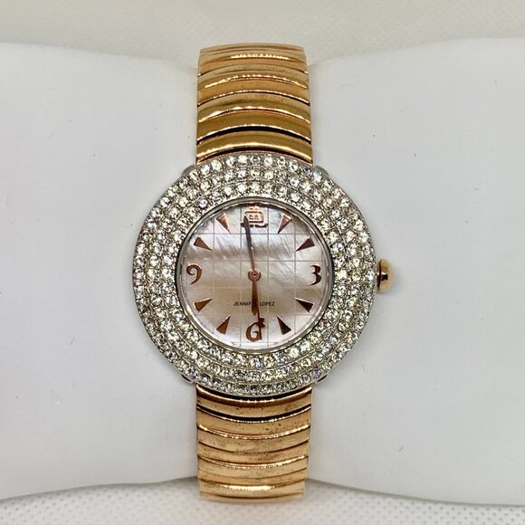 Jennifer Lopez Quartz Watch Women rose gold tone Day crystal 36mm case running - Picture 1 of 9